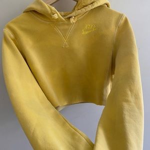 yellow nike crop hoodie